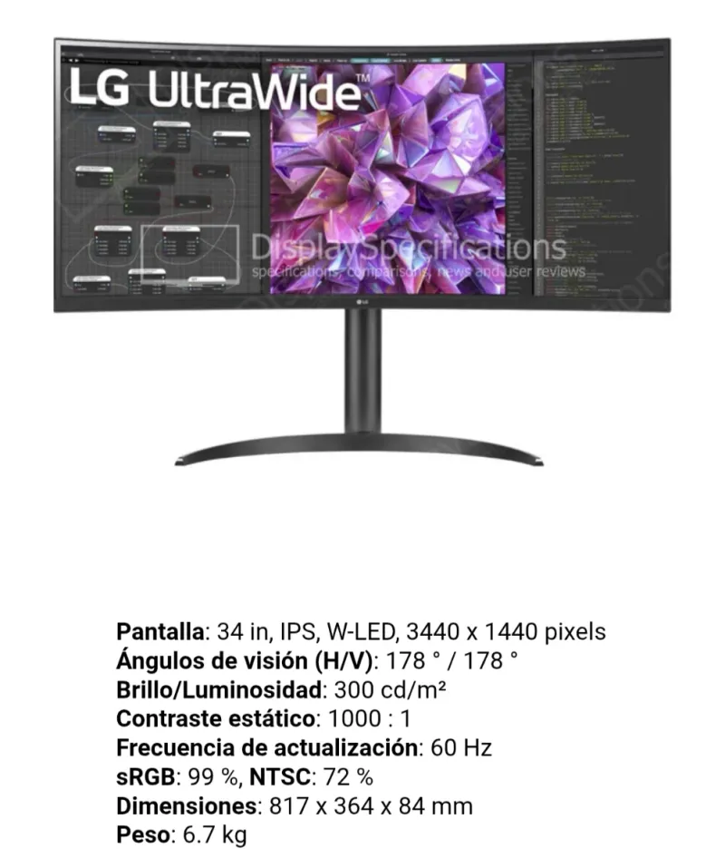 Monitor LG 34WQ75C UltraWide Curvo afbeelding 10