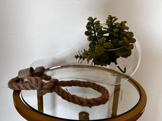 Vaso goccia vetro e corda juta