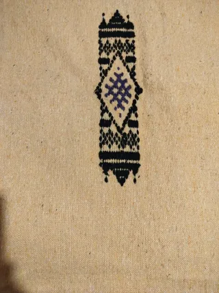 Alfombra Kilim de algodón amarilla y morada
