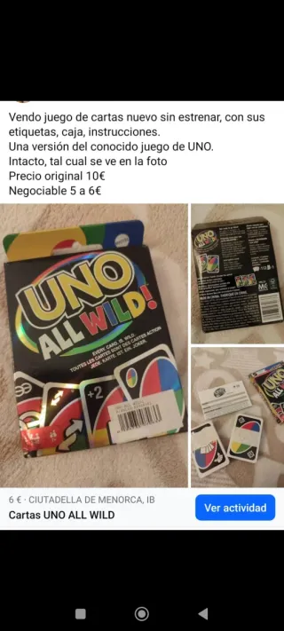 UNO All Wild! Juego de Cartas Nuevo