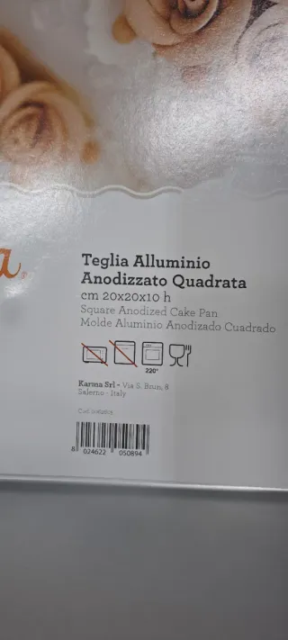 Teglia Alluminio Anodizzato Quadrata 20x20
