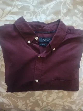 Camisa burdeos manga larga