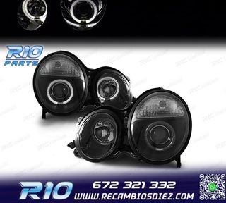 FAROS OJOS ANGEL LUPA MERCEDES CLASE E W210 99-02 FONDO NEGR