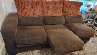 Sofá de 3 plazas marrón y naranja