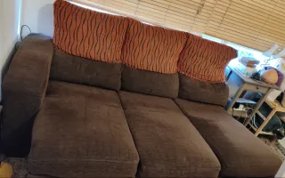 Sofá de 3 plazas marrón y naranja