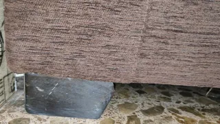 Sofá de 3 plazas marrón y naranja