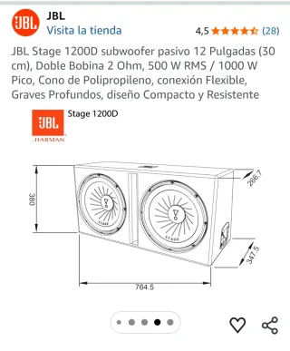 Subwoofer JBL Stage 12 Pulgadas Pasivo