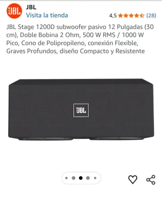 Subwoofer JBL Stage 12 Pulgadas Pasivo