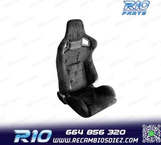 ASIENTO DEPORTIVO SEMI BAQUET ESTILO RS ALCÁNTARA NEGRA