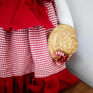 Graziosa pecorella con cappellino di paglia 45 cm