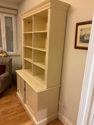 Pareja librerias de madera lavada color crudo