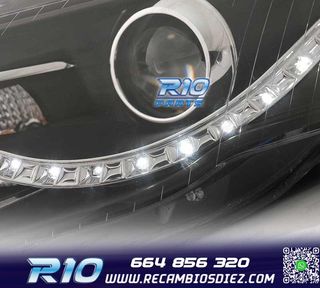 FAROS AUDI A4 B7 LUZ DIURNA LED FONDO NEGRO 04-07