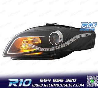 FAROS AUDI A4 B7 LUZ DIURNA LED FONDO NEGRO 04-07