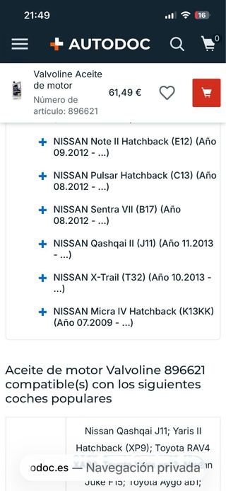 Aceite Valvoline 0W-20 5L MAZDA HYUNDAI KIA