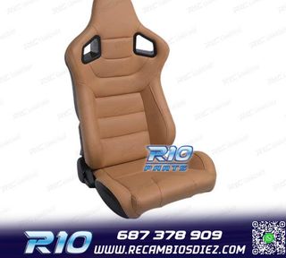 KIT ASIENTO DEPORTIVO SEMI BAQUET ESTILO RS CUERO BEIGE