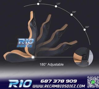 KIT ASIENTO DEPORTIVO SEMI BAQUET ESTILO RS CUERO BEIGE