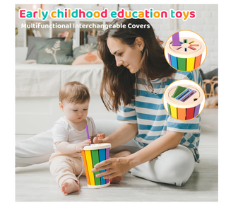 Gioco Montessori Legno 3 in 1 Forme Colori