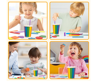 Gioco Montessori Legno 3 in 1 Forme Colori