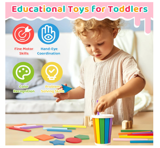 Gioco Montessori Legno 3 in 1 Forme Colori