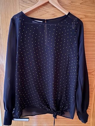 Blusa negra con brillos dorados Talla S