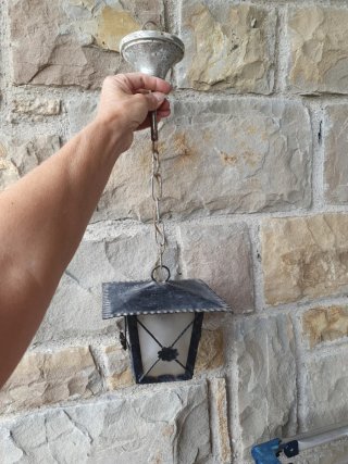 Lampada a lanterna in ferro battuto vintage