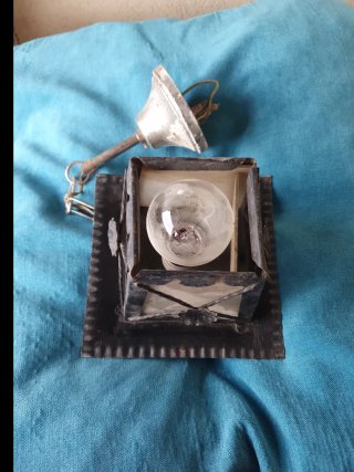 Lampada a lanterna in ferro battuto vintage