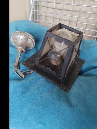 Lampada a lanterna in ferro battuto vintage