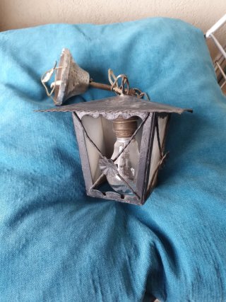 Lampada a lanterna in ferro battuto vintage