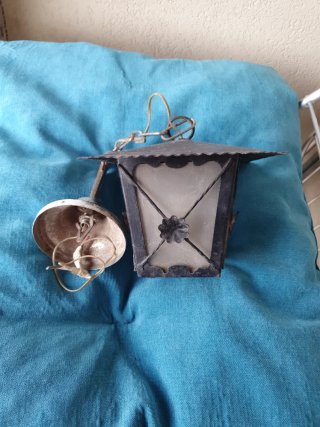 Lampada a lanterna in ferro battuto vintage