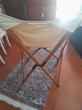 Poltrona pieghevole vintage tela e legno