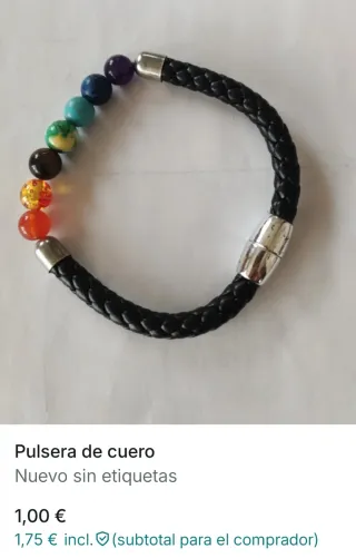 Pulsera cuero con piedras chakras