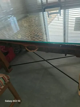 Mesa salon, realizada con un trillo antiguo