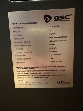 Estufa de gas butano GSC