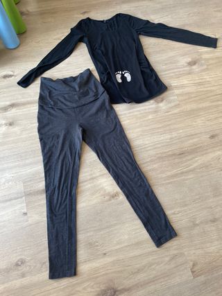 Conjunto Ropa Maternidad Negra y Gris