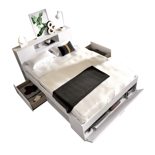 Cama Compacta 150x190 con Cabecero Estantería