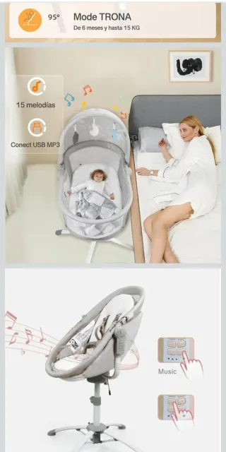 Cuna balancín eléctrico gris