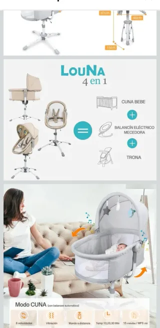 Cuna balancín eléctrico gris