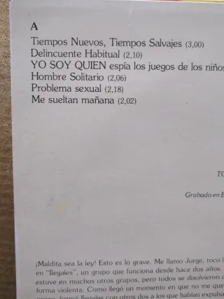 Lp vinilo ILEGALES ,1984