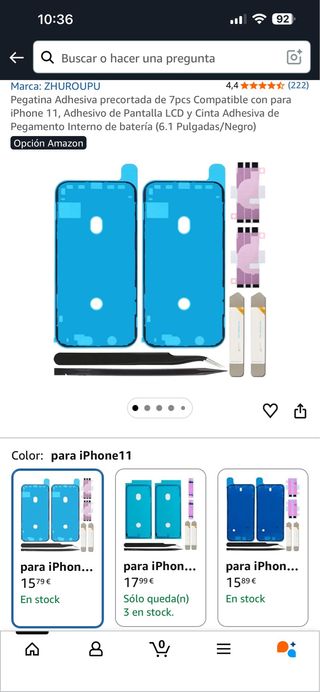 Pegatina Adhesiva precortada 7pcs iphone 11iPhone