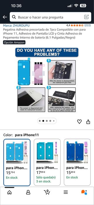 Pegatina Adhesiva precortada 7pcs iphone 11iPhone