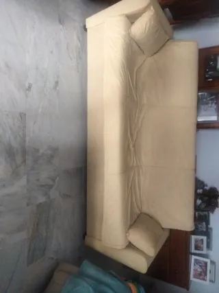 Sofá-cama verde y beige