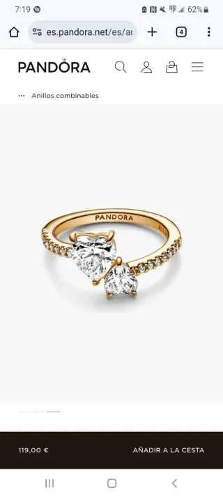 Pandora anillo corazon