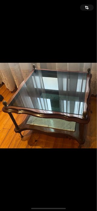 Mesa auxiliar antigua Nogal y Mármol