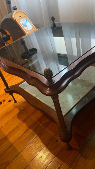 Mesa auxiliar antigua Nogal y Mármol