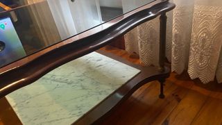 Mesa auxiliar antigua Nogal y Mármol