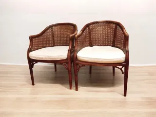2 SILLONES VINTAGE RATÁN Y MADERA AÑOS 70
