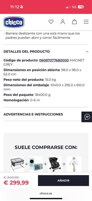 Cuna colecho gemelar chicco