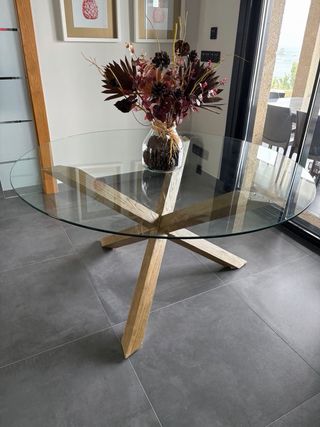 Mesa comedor redonda de cristal 1,50 de diametro