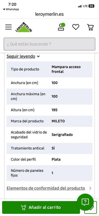 Mampara ducha leroy merlin nueva embalada