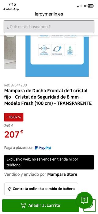 Mampara ducha leroy merlin nueva embalada